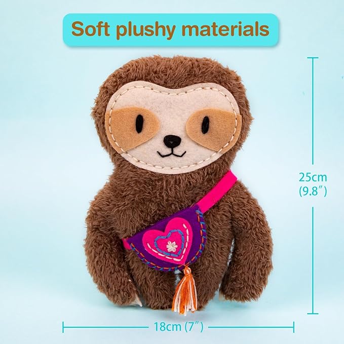 Avenir My First Sewing Kit for Beginner Ages 6+ I Premium Plush Big DIY Animals I Child-Safe Tools for Easy Crafting Fun I Motor Skills & Wiggle Stuff Stitching Creativity I Skill Gift for Boys & Girl