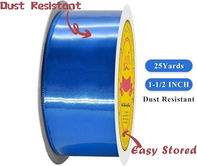 Double Face Royal Blue Satin Ribbon 1-1/2 inch X 25 Yards 100% Polyester Royal Blue Ribbon for Gift Wrapping Very Suitable for Weddings Party Hair Bow Invitation Decorations and More