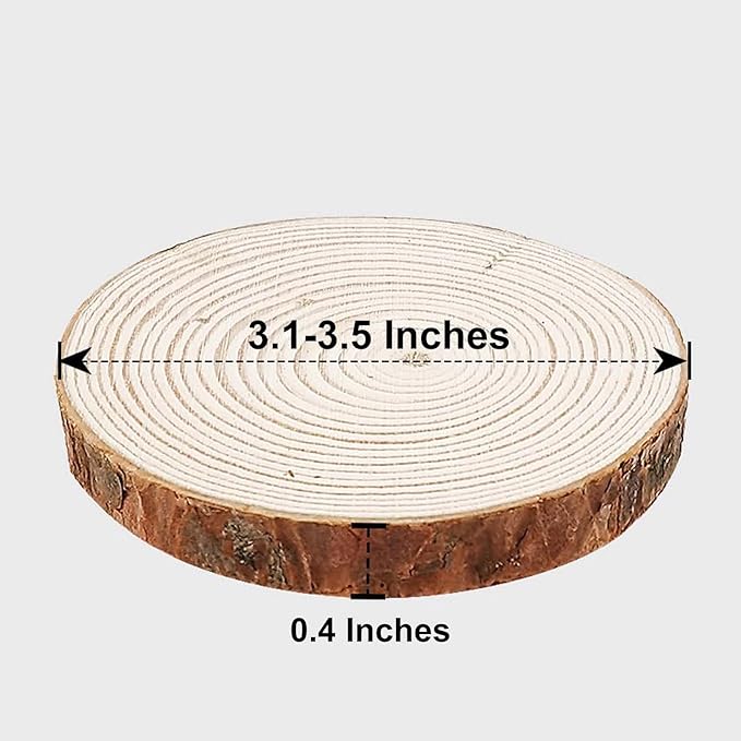 Wood Slices Wooden Discs for Crafts 3.1-3.5 Inch, 22 Pcs