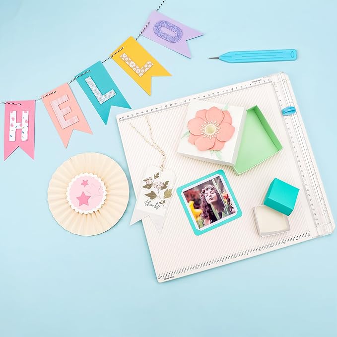 Paper Trimmer Scoring Board 12 x12 inch with2 Replacement Blades Craft Paper Cutter for Folding & Scorer Cover of Book & Gift Box and Photo