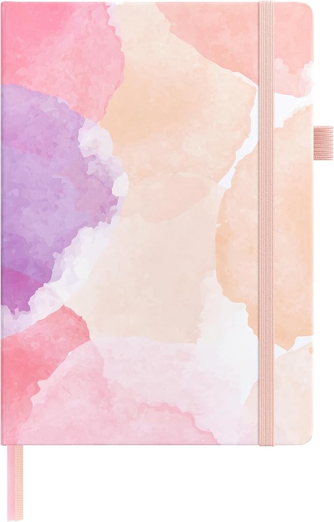 &And Per Se Dotted Journal Notebook for Women&Men with Pattern, A5 Leather Hardcover, 160 Pages 100GSM Thick Dotted Paper, 3 Sheets of Stickers Included, 5.7'' x 8'' (Blush Watercolor)
