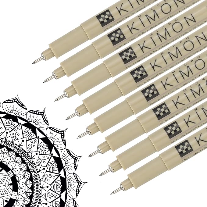 PATIKIL Micro Pen Fineliner Pens, 8Pcs 0.15mm Fine Point Drawing Pens Waterproof for Archival Artist Calligraphy Illustration Journaling Sketch, Black