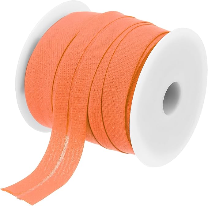 MECCANIXITY 3/4 Inch Single Fold Bias Tape Cotton Continuous Bulk Bias Tape for Sewing, Seaming Quilting Hemming Binding Crafts (Orange 25 Yards)