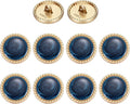 MECCANIXITY Metal Vintage Gold Button 20mm Round Metal Sewing Button Alloy Shank Replacement for Women's Suit Woolen Coat Shirt Dress Sewing Dark Blue Pack of 10