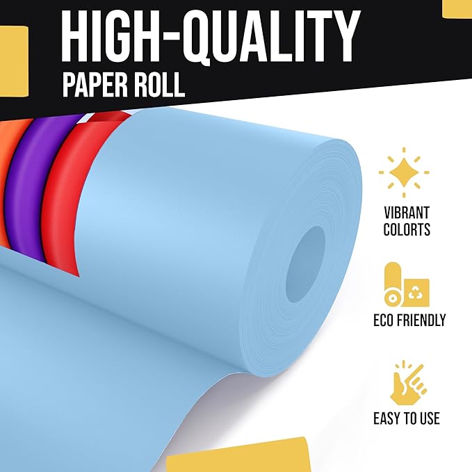 Crown Display Light Blue Kraft Paper Roll 17.75" X 1320" (110' Ft) - Colored Paper Roll - Kraft Wrapping Paper Perfect as Shipping Paper - Packing Paper - Craft Supplies