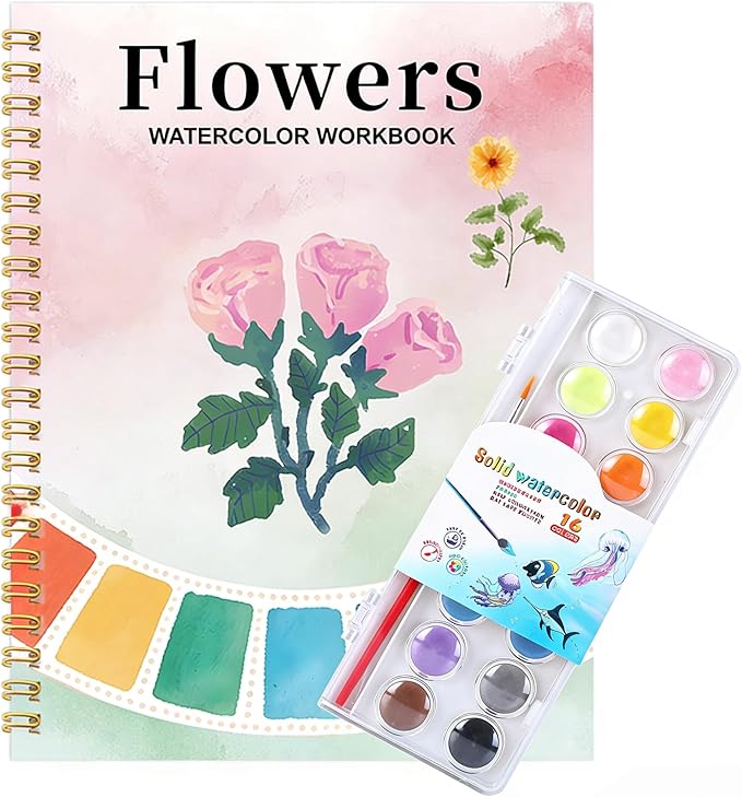 Watercolor Workbooks, 12 Colors Water Color Books Paint Set for Adults, Watercolor Coloring Book for Beginners, Water Color Workbook,Beautiful Paintings for Beginners