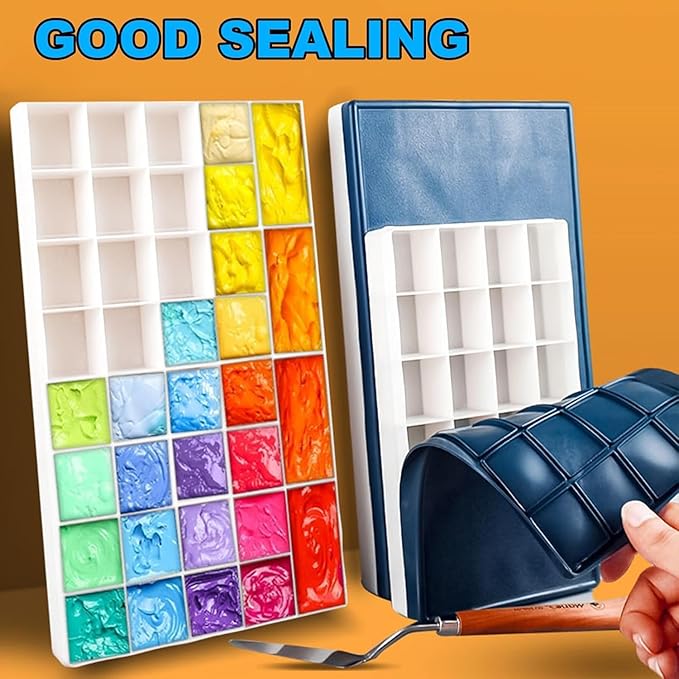 12 Twelve-Cell Paint Box Distribution Box Airtight Paint Palette Box Watercolor Palette with Rubber Cover for Watercolor Paint Saver Art Gouache Acrylic Graffiti Paint