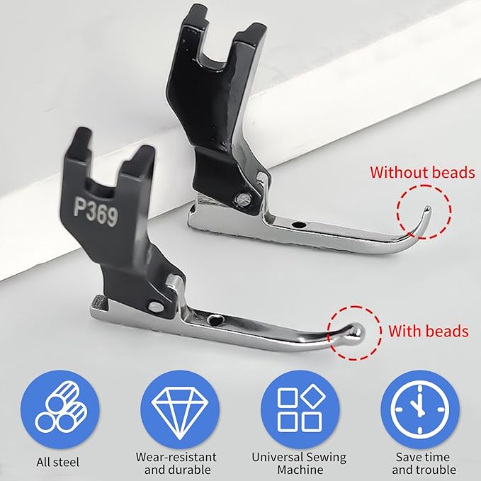 Pakalife P369 Sewing Machine Presser Foot - Bead & Sequin Special Foot for Fabric, Wedding Dress, and Beaded Materials - Compatible with JUKI