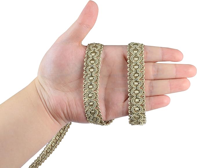 Gimp Braid Trim, 0.7 Inch / 10M(10.9 Yards) Fabric Trim for Curtains, Upholstery, Sewing, Hand DIY Crafts, Costume and Home Decorative（Bronze Gold）