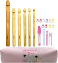 Mdoker 21pcs Huge Crochet Hook Set,Large Size 15mm 12mm 10mm 9mm 8mm 7mm Wooden Crochet Hooks with Case,Crocheting Hook Needles for Chunky Yarn,Size L M N P O Q(Wooden)