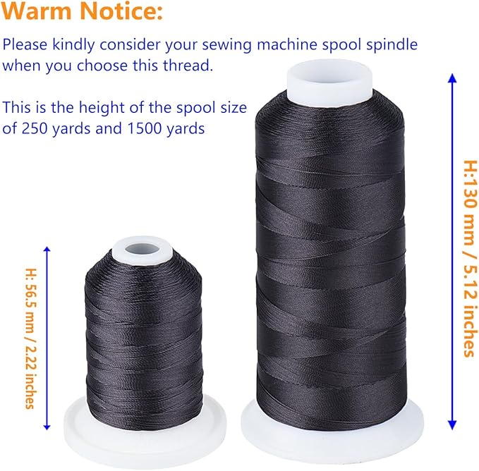 UV Resistant - Heavy Duty Outdoor Thread for Hand or Machine Sewing - Simthread 100% Polyester Bonded Thread Tex 69 (12wt) - 1500 Yards NP-Black