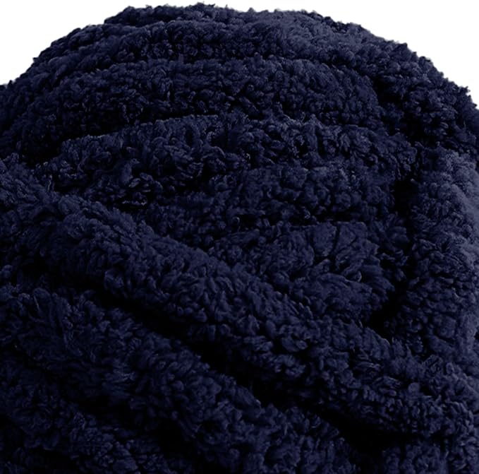 HOMBYS Navy Blue Chunky Chenille Yarn for Hand Knitting,Fluffy Soft Jumbo Yarn Crocheting,Super Bulky Big Yarn for Chunky Blanket,Large Thick Arm Knitting Yarn,8 Pack Plush Yarn