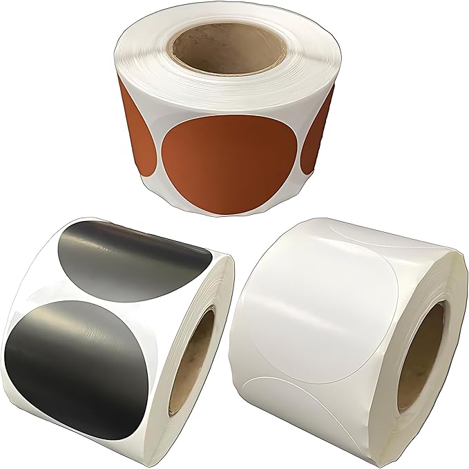 1500 White, Black, Brown Round Label Stickers - 2 Inch Color Code Dot Labels for Inventory Organization - Blank Stickers to Write On