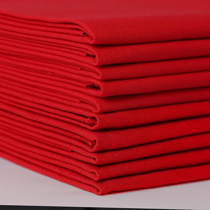 10 Pieces 18 x 21 Inches Cotton Fabric Precut Quilting Fabric Bundles Solid Colors Layer Cakes Quilt Material for DIY Craft Sewing Embroidery (Red)
