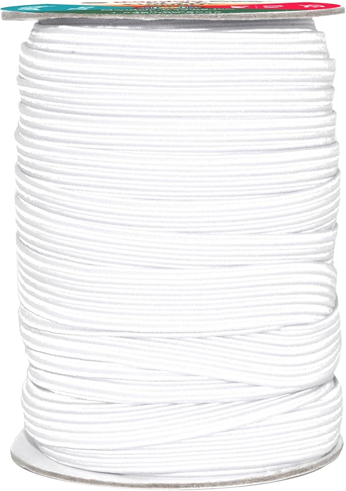 Mandala Crafts 12mm 20 Yds Roll of White Elastic Bands for Sewing - 1/2 Flat Elastics Cord - 1 2 Inch Braided Stretch Straps for Crafting