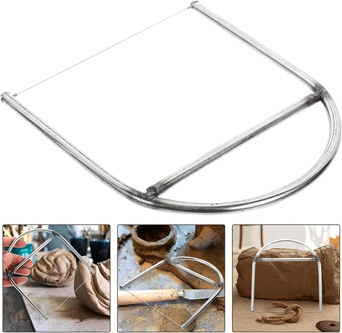 SEWACC Angle Cutting Clay Tool Stainless Steel Wire Bevel Cutter Trimming Pottery Clay Sculpting Tool DIY Ceramic Clay Modeling Tool for Pottery Ceramics and Sculpting E