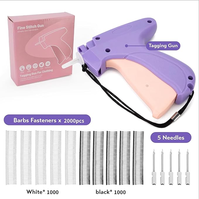Portable Hemming Tool, Handheld Portable Sewing Machine, Includes 5 Needles, 1000 White Glue Needles& 1000 Black Glue Needles, For Quick Hemming & Repairs (Purple)