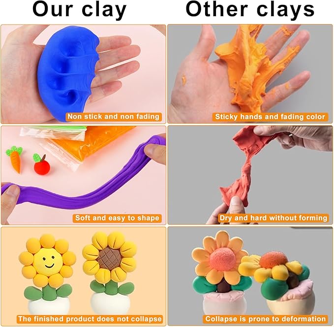 Yellow Air Dry Clay Wolwefa 36 Packs Air Dry Foam Clay, Moldable Super Light Clay Perfect for Arts, Crafts, Classroom Teaching