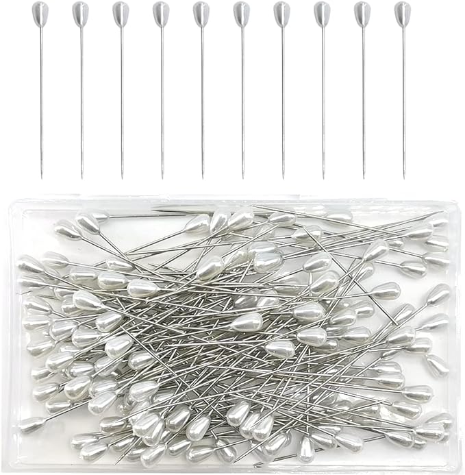 150 Pieces White Pearl Head Pins Corsage Pin Sewing Pins Straight Pins Wedding Bouquet Pin for DIY Decoration Craft and Sewing Project 55mm/2.17in W