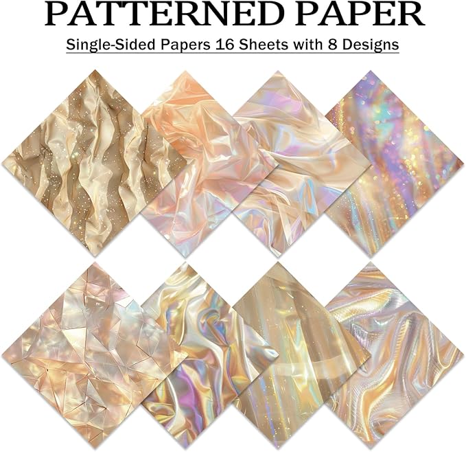Scrapbook Paper,16 Sheets 5.8x5.8 Inch Dazzling Lights Style Scrapbook Supplies,Single-Sided Vibrant Origami Decoupage Paper for Diy Crafts, Card Making, Art Journaling