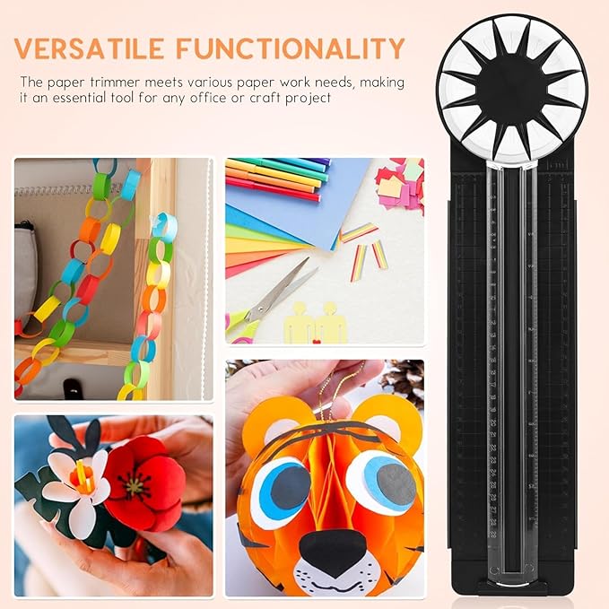Paper Craft Edge Cutter, 12 in 1 Paper Cutter, Rolling Paper Cutter with 12 Cutting Types, Multifunctional Paper Cutter Machine with Measurements for Scrapbooking (BLK)