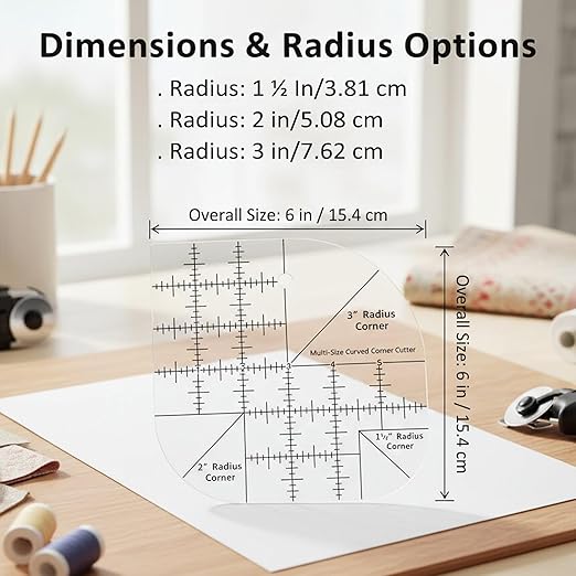 Curved Corner Cutter Quilting Ruler, Acrylic Patchwork Quilting Templates Tools, Acrylic Patchwork Quilting Templates Tools, Quilting Sewing Ruler.