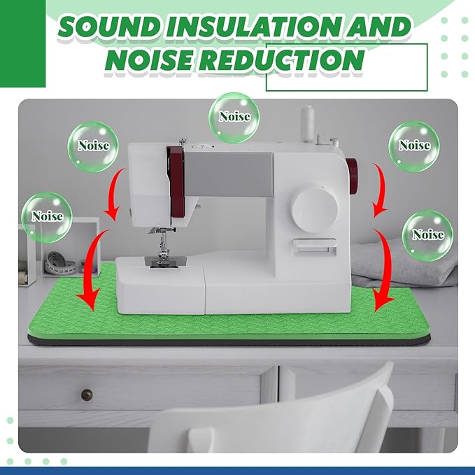2 Pcs Sewing Machine Muffling Mat Pedal Sewing Mat Reduce Vibrations Noise No Slip Machine Accessories for Quilting(15'' X 20'' and 9'' X 14'',Forest Green)