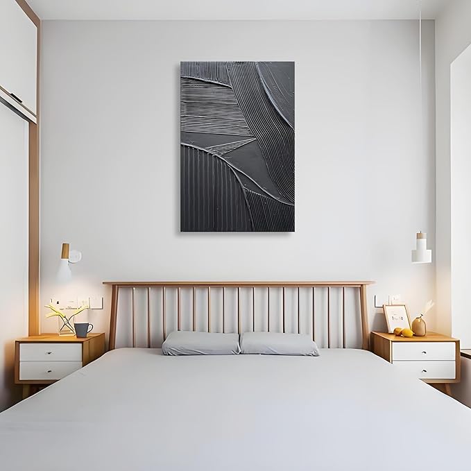 Art 36x24 inch Hand-Painted Pure Black Texture Oil Painting Modern Abstract Art Home Office Wall Decoration Painting
