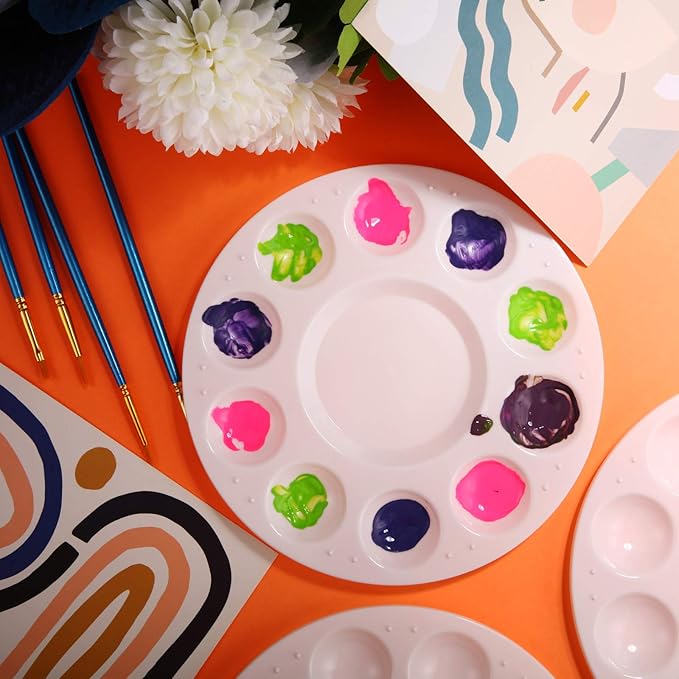 Paint Tray Palettes Bulk Plastic Paint Pallets Round Watercolor Paint Tray for Kid Adult Student School Craft DIY Art Painting Supplies(72 Pcs)