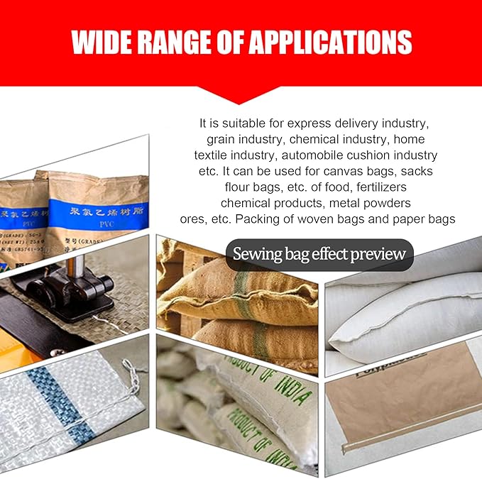 Handheld Electric Sewing Machine 1700 Stitches/Min 7-9mm 210W High Speed Wireless Portable Electric Bag Stitching Closer Sack Seal Sewing Machine for Feed Sacks Jute Bags Seed Bags Rice Bags