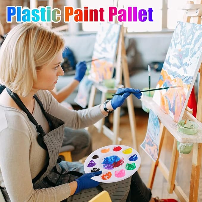 80 PCS Paint Tray Palettes,Plastic Paint Pallets with 10 Wells,Round Paint Pallet for Kids and Students,White Paint Palette for Art Classes,Acrylic Painting,Watercolor Painting,DIY Crafting