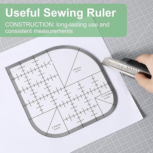 2Pcs Acrylic Curved Corner Cutter Ruler, Sewing Rulers and Guides for Fabric, Patchwork Quilting Rulers, Quilting Templates for DIY Supplies Multifunctional Tool