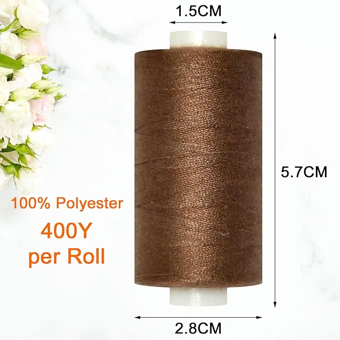 All Purpose Sewing Thread-2 Spools of Hand Polyester Sewing Thread for Sewing Machine for Hand and Machine Sewing(Brown, 2 spools)