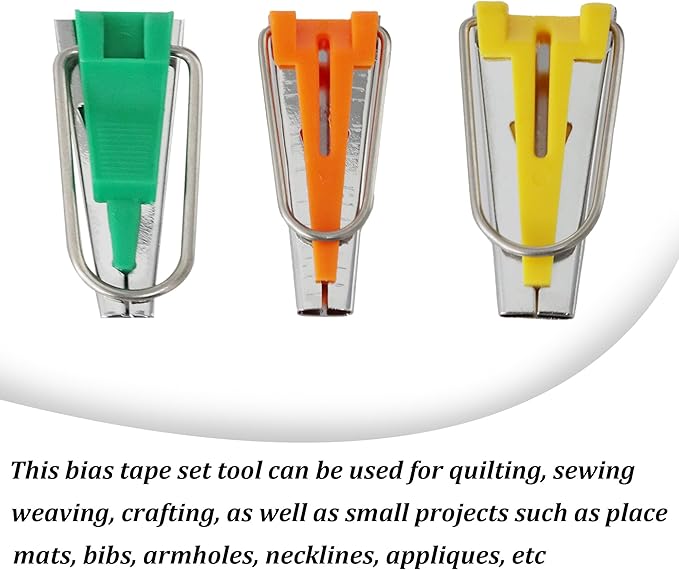 pson 3 Sizes Bias Tape Maker Set, Quilting Tools Bias Maker Kits Sewing Tools for Fabric Sewing/Quilters (6mm 9mm 12mm)