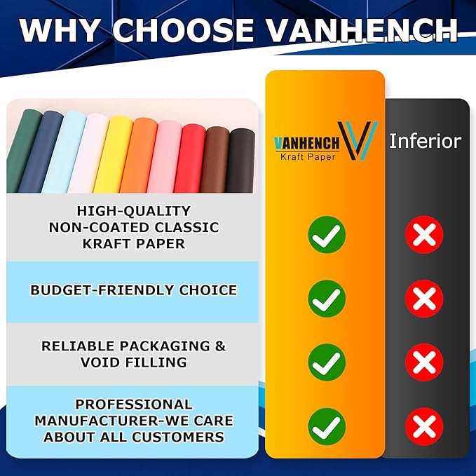 Vanhench 48" x 2400" (200') Black Wrapping Paper, Solid Color Kraft Craft Paper for Gift Wrap Bulletin Board Poster Construction, School Supplies for Kids, Classroom Must Have, Arts & Crafts Supplies