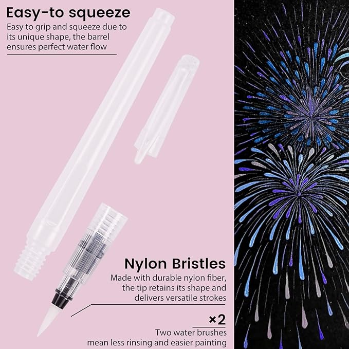 Metallic Watercolor Paint, 18 Pigment Rich Colors + 2 Waterbrushes, XL Pans, Starry Series Water Color for Professionals Artists & Crafters