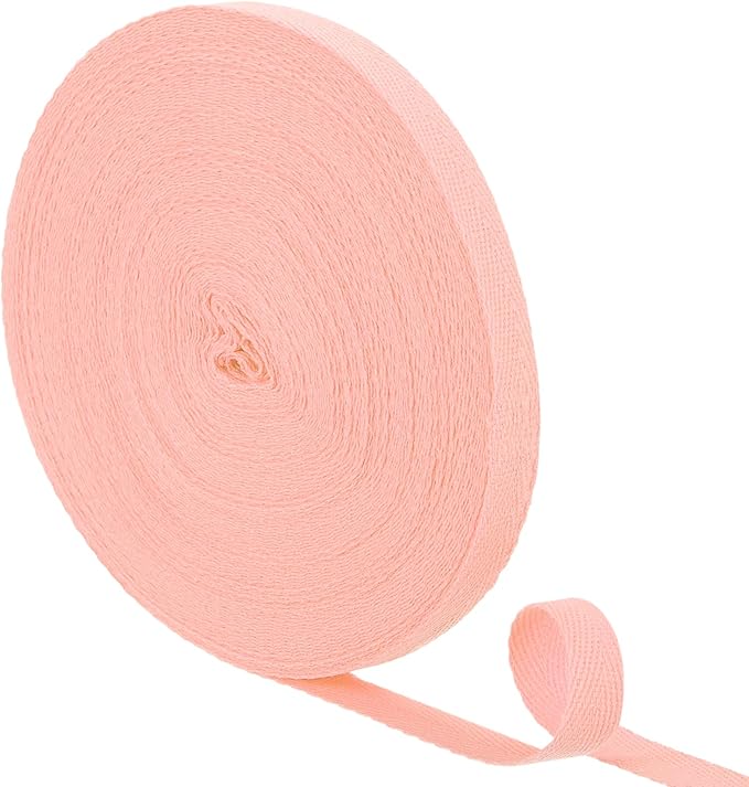 uxcell 23 Yards Cotton Twill Tape, 1/2-inch Herringbone Webbing Ribbon Bias Binding Tapes for Clothes Sewing, DIY Crafting (Light Pink)