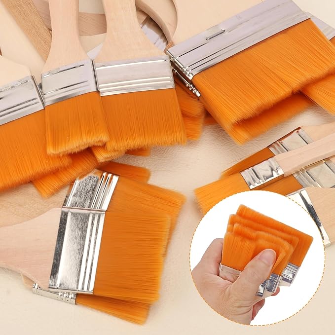 36-Piece Art Paint Brush Set - Versatile Flat Hake Brushes with Durable Nylon Bristles for Watercolor, Varnish, Ceramic and Pottery Painting - Perfect Assortment for Artists(1-12#)