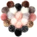 20 Pcs Faux Fur Pom Poms for Hats - 4.5 Inch Fluffy DIY Knitting Hat Pompoms with Elastic Loop, Removable Crochet Crafts Accessories for Shoes Scarves Gloves Bags Keychains (10 Color-Dark)