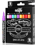 Loddie Doddie Fine Liquid Chalk Markers - Pack of 10, Earth Tones - Bold Blackboard Art with Chalkboard Pens - 1 mm Fine Tip for Chalkboard Markers - Multi-Surface with Chalk Paint