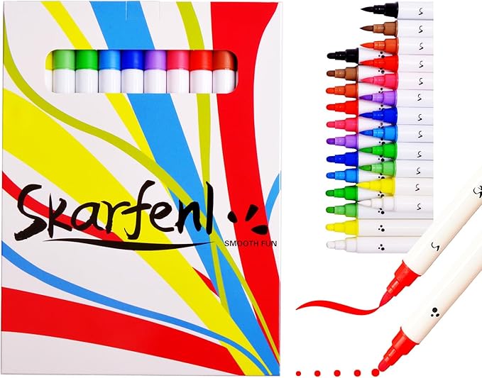 12 Acrylic Markers Water-based for Rock, Fabric, Wood, Glass, Easter Egg, Fabric Painting Craft Quick Dry Dual-Tip Water Based -No Toxic,No Odor-bright colors