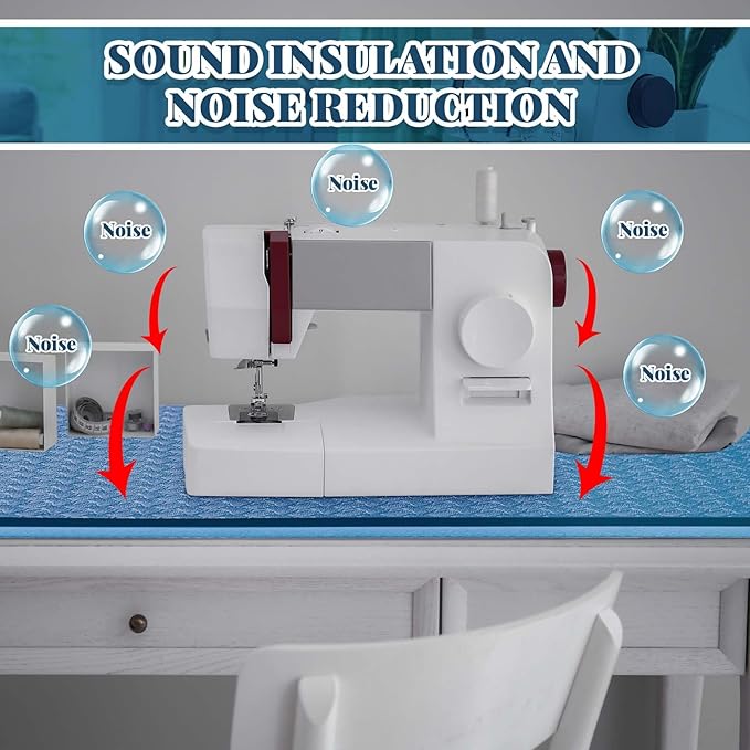 2 Pcs Sewing Machine Muffling Mat Pedal Sewing Mat Reduce Vibrations Noise No Slip Machine Accessories for Quilting(17'' X 36'' and 9'' X 14'',Blue)