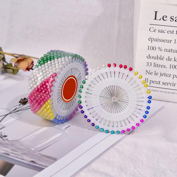 960pcs Straight Pins Sewing Set, 2 Rolls of 480pcs Each, Multi-Color Pins for Fabric, Hijab Pins & Backpack Sewing for Christmas & Other Crafts Making