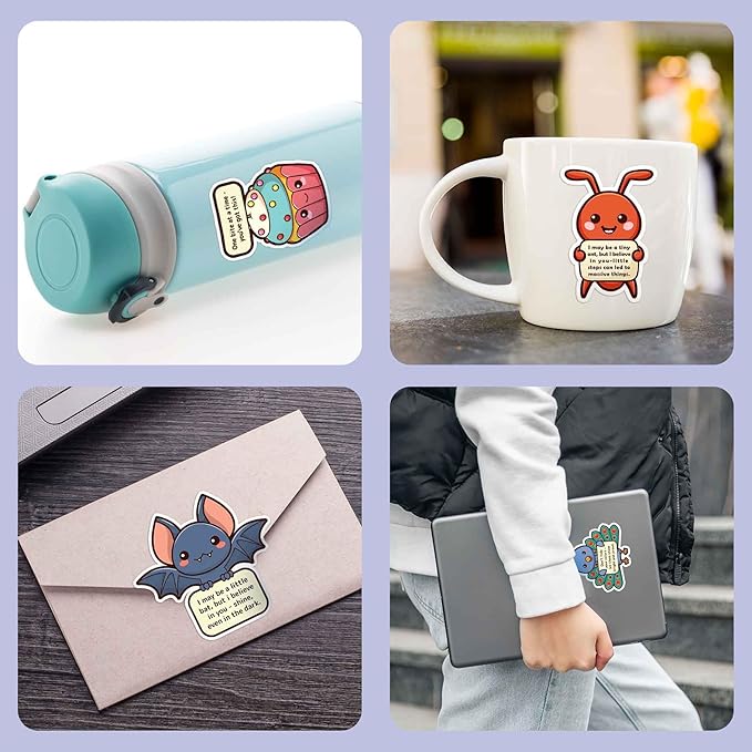 200PCS Emotional Support Animal Stickers – Affirmation Sticker Pack for Adults or Kids Cute Inspirational Buddies for Water Bottles, Laptops, Phones, Positive Quote Vinyl