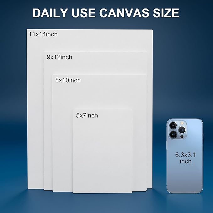 Artkey Canvas Boards 5x7 Inch 12-Pack, 10 oz Primed 100% Cotton White Blank Canvases for Painting, Art Paint Canvas Panels for Acrylic Oil Watercolor Tempera Paints