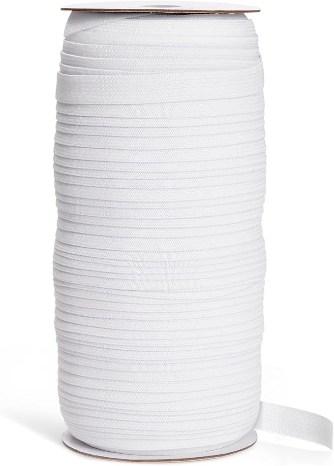 Juvale Elastic Band for Sewing - Half-Inch Knit Band for Waistbands & Half-Inch Elastic for Sewing - Bulk 109-Yard Roll & Craft Supplies - 109 Yds, White