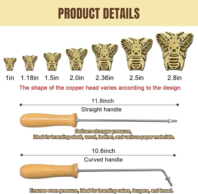 Custom Branding Iron for Wood Leather Food Personalized Stamp Tool Kit with Your Text&Logo for Craftsmen Weddings Bakers & Customized Gifts