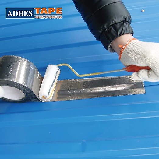 ADHES Premium Aluminum Foil Tape, 4 Inch x 164 Feet (55 Yards), Heat Proof Tape Withstand from 80°C to 100°C, Metal Duct Tape for HVAC, Sealing & Patching, Dryer Vents Pipe