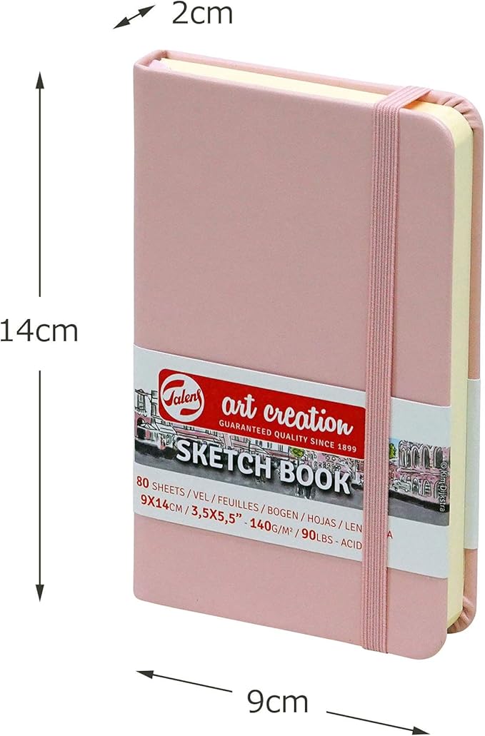 Talens Japan T9314-011M 441726 Royal Art Creation Sketchbook, Drawing Notebook, 3.5 x 5.5 inches (9 x 14 cm), Pastel Pink