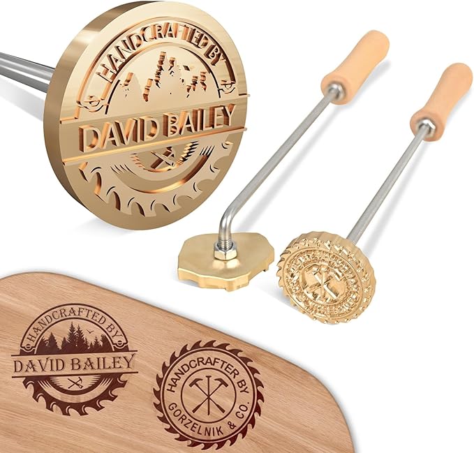 Duckbe Custom Wood Branding Iron - Personalized Logo Metal Branding Iron for Leather Food Steak, Durable Wood Burning Stamp, Flame Heat Letters Stamp for Wedding Party Handcraft Woodworking Gifts